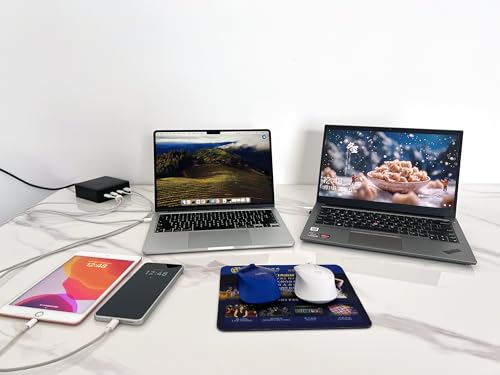 USB C Charger 200W 203W(100W+65W+20W+18W) 4-Port Charging Station Type-C Power Adapter Compatible with MacBook Pro/Air Laptop Smartphone and More