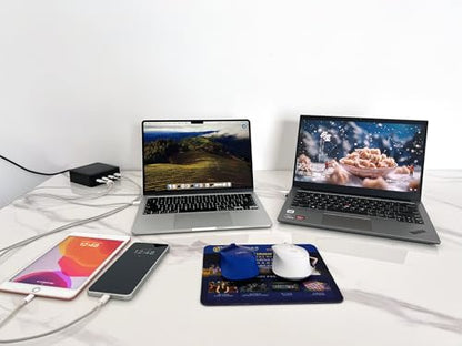 USB C Charger 200W 203W(100W+65W+20W+18W) 4-Port Charging Station Type-C Power Adapter Compatible with MacBook Pro/Air Laptop Smartphone and More