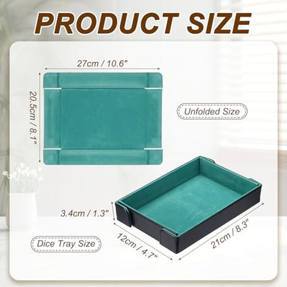 uxcell PU Leather Dice Tray, Rectangle Magnetic Folding Velvet Portable Folding Dice Rolling Tray for Table Games Keys Wallet Watch Coin, Cyan - color: Cyan