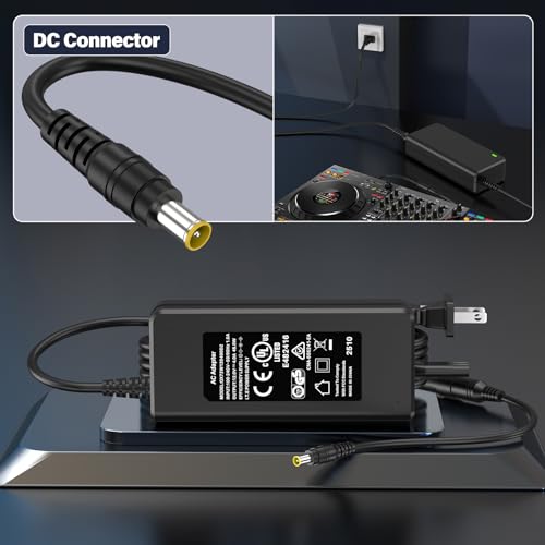 12V DJ Controller Charger Replacement Compatible with Pioneer DJ DDJ-FLX10 | Power Cord AC Adapter Fit for Pioneer DDJ 4-Channel 4 Channel DDJFLX10 FLX10 Performance DJ Controller Charging Plug Cable