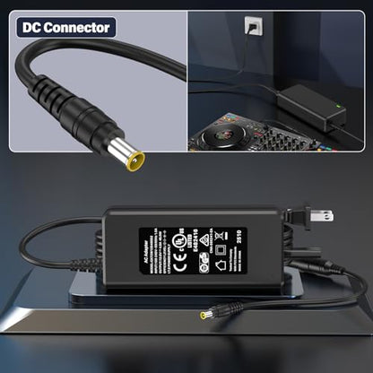 12V DJ Controller Charger Replacement Compatible with Pioneer DJ DDJ-FLX10 | Power Cord AC Adapter Fit for Pioneer DDJ 4-Channel 4 Channel DDJFLX10 FLX10 Performance DJ Controller Charging Plug Cable