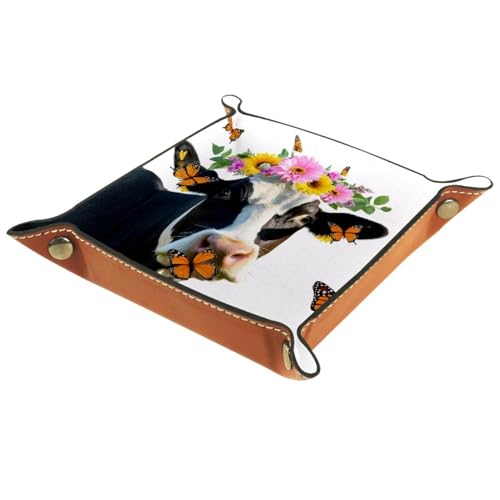 Cow with Flower Crown Dice Tray Dice Rolling Tray Folding Dice Holder for Dice Games, Like RPG, DND and Other Table Games - color: Multi 1