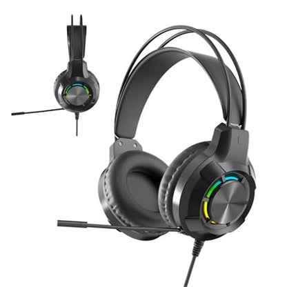 Wired Gaming Headphone with Mic for PC,Over-Ear Headset with LED Light Noise Canceling Microphone