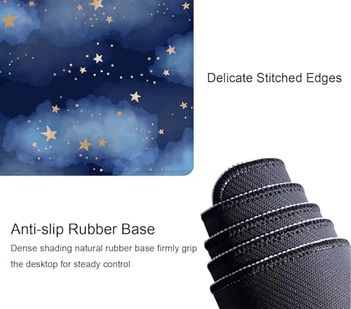 Stars and Clouds Desk Mat Large Gaming Mouse Pad XL Extended Mousepad Desk Pad Big Keyboard Pad Desktop Mouse Mat 31.5"x11.8" Deskmat for Gamers with Stitched Edges Non-Slip Rubber Base - color: Stars and Clouds