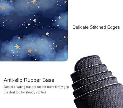 Stars and Clouds Desk Mat Large Gaming Mouse Pad XL Extended Mousepad Desk Pad Big Keyboard Pad Desktop Mouse Mat 31.5"x11.8" Deskmat for Gamers with Stitched Edges Non-Slip Rubber Base - color: Stars and Clouds