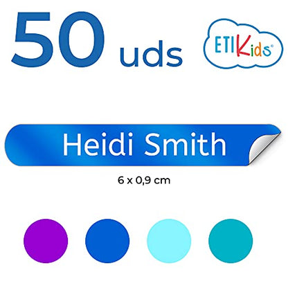 50 Personalized Adhesive Labels to Mark Objects 2.3 x 0.4 in. Waterproof Stickers to Mark School Supplies, Books, kindergartens Goods, Summer Camps, Children's Toys, etc. - color: Galaxy