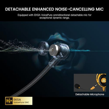 EKSA USB Gaming Headset for PC, Computer Gaming Headphones with Detachable Microphone Noise Cancelling, 7.1 Surround Sound, 50MM Driver, Wired Headset for PS4 PS5, Xbox One, Laptop (Yellow) - color: Yellow