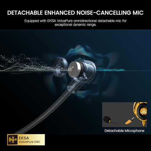 EKSA USB Gaming Headset for PC, Computer Gaming Headphones with Detachable Microphone Noise Cancelling, 7.1 Surround Sound, 50MM Driver, Wired Headset for PS4 PS5, Xbox One, Laptop (Yellow) - color: Yellow