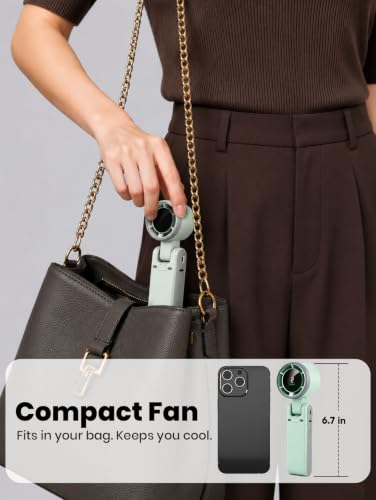 EcoNour Portable Handheld Fan - 5 Gear High Speed 13550 RPM Rechargeable Mini Personal Hand Fans that Blow Cold Air, Battery Powered Travel Fan Essentials, Holiday Gifts for Women, Men - Green - color: Green