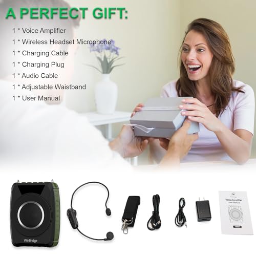 Waterproof Voice Amplifier with Wireless Microphone Headset M801 20W | Microphone with Speaker Portable Megaphone with Mic, Bluetooth Personal PA System for Teachers, Tour Guide, Singing, Elderly - color: black