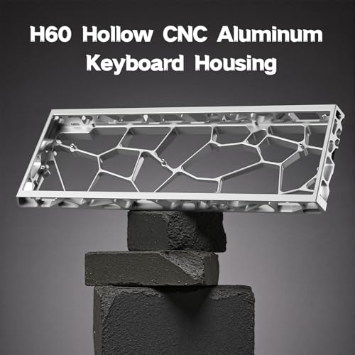 H60 Hollow Aluminum Keyboard Case,60% Compact Customized Mechanical Gaming Keyboard Housing Compatible with Wooting60/Win60/GH60/MADLIONS MAD 60 HE 61Keys Barebones Keyboards DIY (Silver) - color: Silver