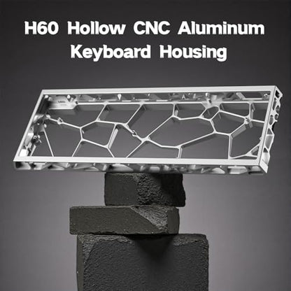 H60 Hollow Aluminum Keyboard Case,60% Compact Customized Mechanical Gaming Keyboard Housing Compatible with Wooting60/Win60/GH60/MADLIONS MAD 60 HE 61Keys Barebones Keyboards DIY (Silver) - color: Silver