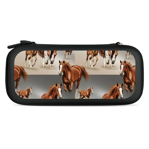 Travel Handheld Carrying Case for Switch, Running Brown Horse Travel Storage Holder with Mesh Pocket, Hard Shell Protective Bag with 15 Game Cartridges - color: Design (213)