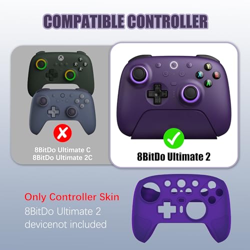 FIOPAZ Silicone Skin Cover for 8Bitdo Ultimate 2, Dust/Sweat-Resistant Protective Case for 8bitdo Ultimate 2 Bluetooth/Wireless Controller Accessories, Purple - color: Purple