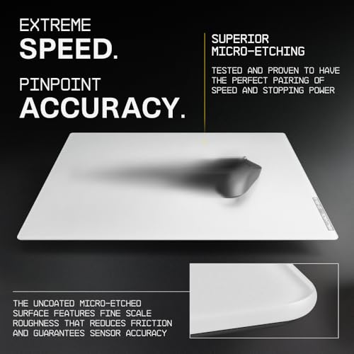 Wallhack 4.0 SkyPAD Glass Gaming Mouse Pad, XL 16.9x19.3 in, White | Professional Esport Mouse Mat With Specialty Surface For Top Speed And Control, Tempered Glasspad With Full Silicone Base - color: SP-004 | White