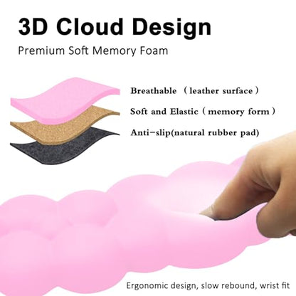 Cloud Keyboard and Mouse Wrist Rest Pad for Computer Arm Pain Relief- Ergonomic Wrist Support Mousepad with Non-Slip PU Base for Office, Gaming, and Home Use Anti-Fatigue(Pink) - color: Rose