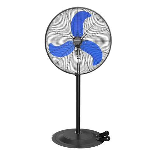 30-Inch Heavy Duty Pedestal Fan, 9500 CFM High Velocity Oscillating Metal Standing Fan with Rolling Casters, 3-Speed Commercial Industrial Fan for Large Warehouse, Garage & Shop (UL Listed) - color: Blue, size: 30 Inch-AC