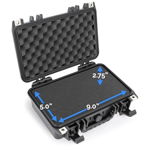 CASEMATIX 12" Waterproof Hard Case with Customizable Foam for Portable Electronics, Tools and Accessories - Hard Shell Plastic Case with Pre-Diced Travel Case Foam Interior - size: 12"