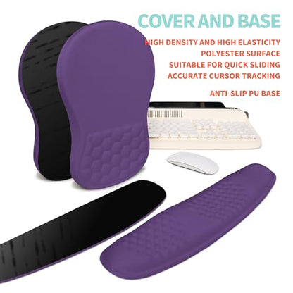 2-in-1 Ergonomic Set, Wave Rise Keyboard Wrist Rest and Massage Bulge Slope Mouse Pad Wrist Support, Cushion Memory Foam Integrated to Relieve Wrist Pain, Dark Purple - color: Dark Purple