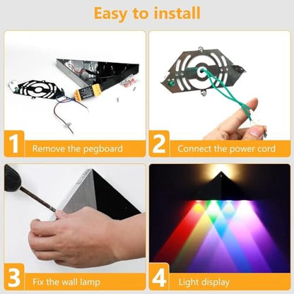 Triangle LED Wall Light | 5W Up Down Wall Sconce Silver & Black Finish | Aluminum Metal Art Decor Wll Lamp for Living Room Gaming Room Theater Hotel Party | Hardwired RGB Spotlights