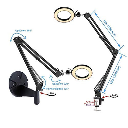 Desk & Wall Ring Light Kit - 6'' USB Ring Light with Mount Stand for YouTube, Task, Craft, Architect, Drafting, Repair