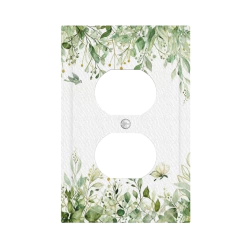Decorative Outlet Covers Olive Green Eucalyptus Leaf Watercolor Botanical Leaves 1 Gang Duplex Light Switch Cover Plate Unique Wall Plates Switch Plate Cover Bathroom Farmhouse Kitchen Decor - color: Verdant Eucalyptus Foliage, size: 1 Gang Duplex