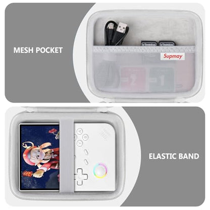 Supmay Hard Carrying Case for G350/RG35XX Pro/RG40XXV/RG405V/RG406V Retro Handheld Game Console, Retro Game Travel Storage Holder with Mesh Bag for SD Card, USB Charging Cable, User Manual, Grey - color: Grey