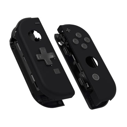 eXtremeRate Soft Touch Black Joycon Handheld Controller Housing (D-Pad Version) with Full Set Buttons, DIY Replacement Shell Case for Nintendo Switch & Switch Oled Joy-Con – Console Shell NOT Included - color: Black