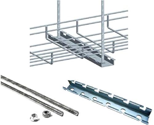 Kable Kontrol Ceiling Hanger Kits – 12” Width - Wire Mesh Tray Cable Management Rack Cords Organizer Cable Basket, Zinc Plated Steel NEC Approved for Network, Fiber Optic, Cabling Accessory - size: Ceiling Hanger Kits - 12" Width