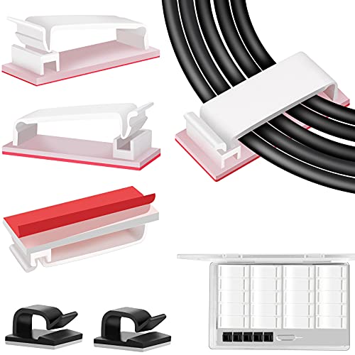 TidyHelper 20 PCS Cable Management Clips, White, for Multiple Cords | Large Cable Clips for Under Desk Cable Management, Adhesive Wire Cord Holder for Computer/PC, Network, TV, Ethernet Cable - color: White, size: X_Large