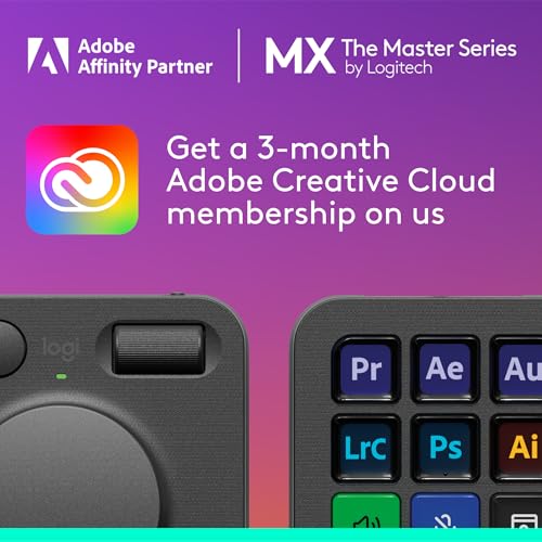 Logitech MX Creative Console 9 Customizable Keys - Graphite | Control Dial, for graphic design, Zoom and Spotify, includes 3-Month Adobe Cloud Membership, Stream Deck Accessories - color: Graphite