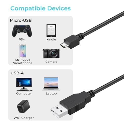 2 Pack PS4 Controller Charger, 5.9ft Replacement Micro USB Charging Cable for PS4 Slim/Pro, Xbox One S/X Controller