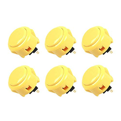 Sanwa 6 pcs OBSF-30 Original Push Button 30mm - for Arcade Jamma Video Game & Arcade Joystick Games Console (Yellow) S@NWA - color: Yellow