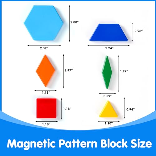 96 Pcs Magnetic Shapes in 6 Colors – Pattern Blocks for Kids | Tangrams for Homeschool Activities – Geometric Shapes for Classroom Learning & Creative Play