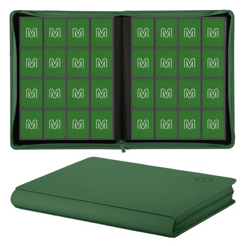 Premium Card Binder 16 Pocket,Trading Card Binder Holds up to 1000+Cards Sturdy Card Collection Album, Card Holder Folders for MTG, TCG, Game Cards & Sports Cards - color: 16 deep green