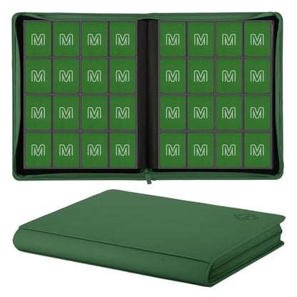 Premium Card Binder 16 Pocket,Trading Card Binder Holds up to 1000+Cards Sturdy Card Collection Album, Card Holder Folders for MTG, TCG, Game Cards & Sports Cards - color: 16 deep green