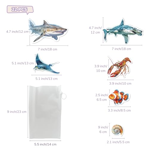 CHEFAN Ocean Animal Felt Board Story Pieces, Flannel Under The Sea Figure Precut Graph Marine Animals Themed Toy for Preschool Storytelling - 22 Pcs - color: A-Blue