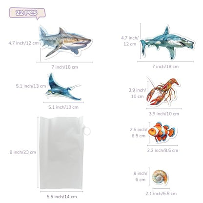 CHEFAN Ocean Animal Felt Board Story Pieces, Flannel Under The Sea Figure Precut Graph Marine Animals Themed Toy for Preschool Storytelling - 22 Pcs - color: A-Blue