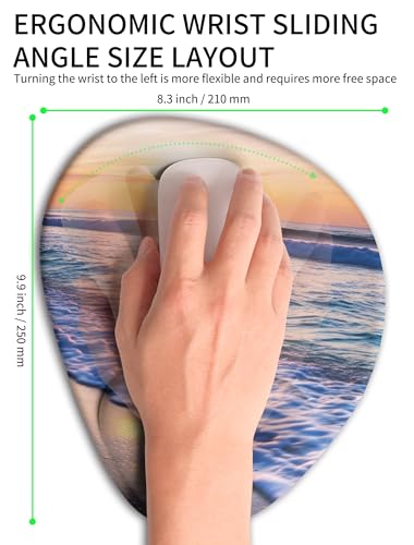 Palm-Rest and Wrist-Hugging Mouse Pad Wrist Rest, Ergonomic Wrist Support with Curve Fitting Cushioned Memory Foam for Carpal Tunnel Pain Relief, 9.9 x 8.3 Inch, Sunrise Beach - color: Sunrise Beach