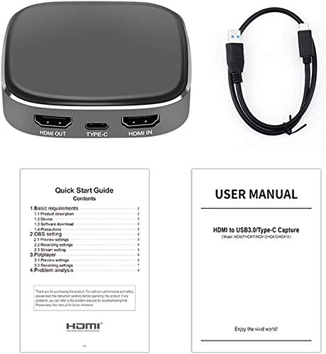 KuWFi Video Capture Card, Game Capture Card 4K 1080P 60FPS, HDMI to USB C Capture Card for All HDMI Devices Such as Streaming Work with PS4/PC/OBS/Camera