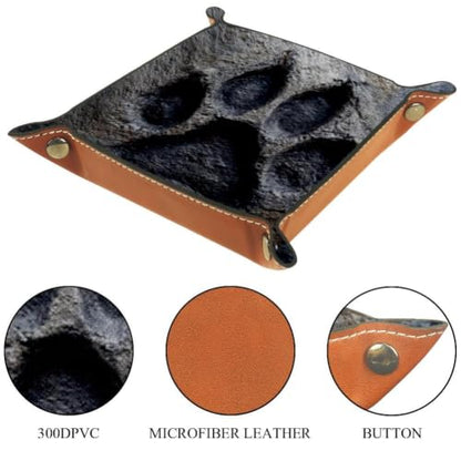 Black Dog Paw Dice Tray Folding Square PU Leather Dice Rolling Tray | Portable Dice Trays for Dice Games Like RPG, DND and Other Table Games, Folded 4.5x4.5x1.2inch - color: Black Dog Paw