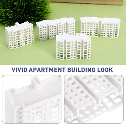 Vaguelly Miniature Apartment Building Model Plastic 4 Pack Set | Plastic construction, lightweight and durable, Easy to install, For architectural models and landscape decoration