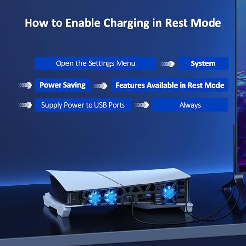 NexiGo PS5 Slim Horizontal Stand with Silent Enhanced Cooling Fan, Adjustable Speed, [Low Noise], [Auto Power On/Off], USB 3.0 Port, Built-in LED Light, for Both Disc and Digital Editions - color: White, style: Stand with Cooling Fans