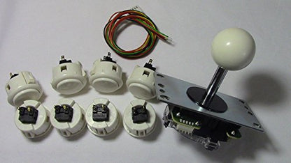 White Sanwa Madcatz Arcade Stick Product Replacement Kit OSBF-30 Buttons and JLF-TP-8YT-SK Joystick