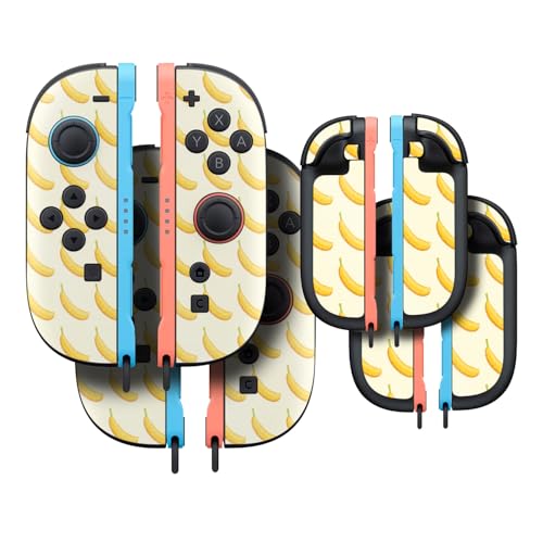 Glossy Glitter Gaming Skin Compatible with Nintendo Switch 2 Joy-Con Controller 2 Pack - Banana Grid - Premium 3M Vinyl Protective Wrap Decal Cover - Easy to Apply | Crafted in The USA by MightySkins - color: Banana Grid, size: 2 Pack of Joy-Con Skins, st