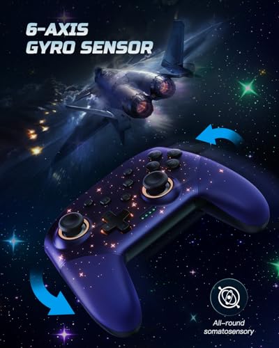 VOYEE Switch Controllers for Switch/Lite/OLED/PC Windows, RGB Star LED | Wireless Pro Controller, Programmable, One-key Pairing, Wake-up, Turbo, Vibration, 6-Axis Gyro Control, 10-15H Runtime