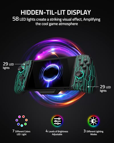 FUNLAB Switch Joypad Controller Customizable for Nintendo Switch Joycon, Ergonomic Switch handheld Controller, Luminpad Switch Controles One-Piece Controllers Replacement- 7 LED Colors/Turbo/Mapping - color: Black-Mech Cyber Pattern