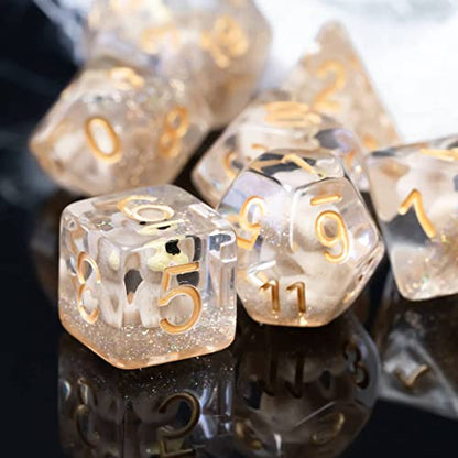 Cusdie 7-Die DND Dice, Polyhedral Dice Set Filled with Animal, for Role Playing Game D&D Dice (Gray Dog) - color: Dog Grey.