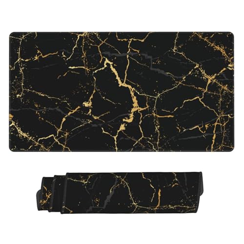 Black and Gold Marble Large Extended Mouse Pads XL Mousepad with Stitched Edges Marbling Non-Slip Rubber Base Computer Keyboard Pad Desk Mat for Home Office Desk Decor, 29.5" X 15.8" - color: Marble #04, size: 29.5L x 15.8W inches