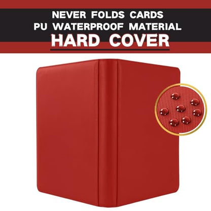 1000+ Pockets Trading Card Binder, 16-Pocket Card Ablum Compatible with MTG,Sports Cards & Other Standard Size Trading Cards (Red) - color: Red